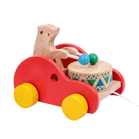 Trekk leketøy, solid tre jule tromme trekk leker med streng for P