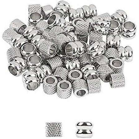 60 stk. 5mm/6mm Kolonne Spacer Perler 304 Rustfritt Stål Løse Perler Stort Hull Spacer Perler Glatt Overflate Perler Funn for DIY Armbånd Halskjede 