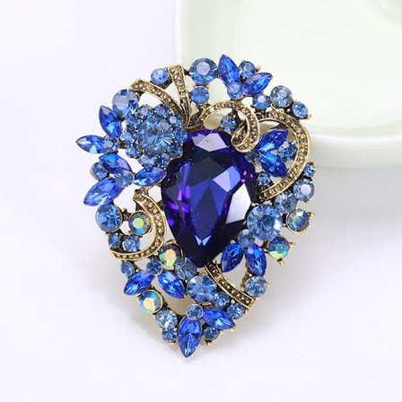 Vintage østerriksk krystall Rhinestone Bladform Stor Stor Brosje P