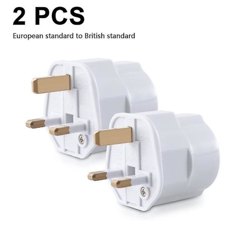 2x Reseadapter Adapterkontakt för England - Reseplugg Strömadapter EU till UK Uttag - Reseplugg