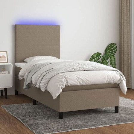 Maison Exclusive - Sänggavel med lattsystem och madrass samt LED Taupe 90x200 cm Tyg
