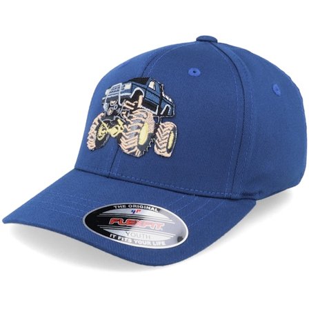 Kiddo Cap - Blau Flexfit Cap - Kids Big Wheels Monster Truck Royal Blue Flexfit @ Hatstore