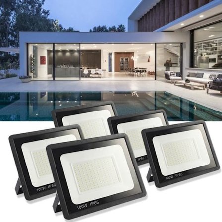5 ST LED Flood Lights 100W Hög ljusstyrka utomhusspotlight Vattentät IP66 Cool White 6000K