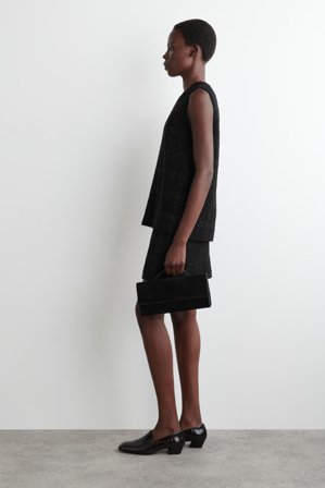 COS Women's Minigonna In Maglia Bouclé Lucente in Nero