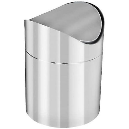 Badeværelses Skraldespand I Rustfrit Stål Sølvfinish Med Klap.