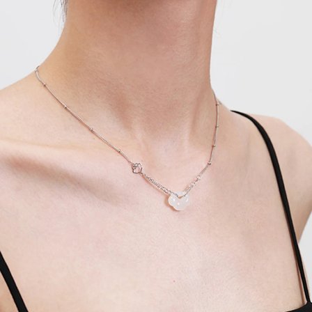 Albueperler Hetian jade halskæde til kvinder gave til pige frisk temperament i mode fred smykker af lykke