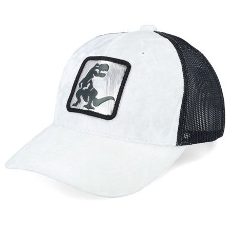 Calza Pennello - Vit trucker Keps - Kids Dino Silver Patch Velvet White/Black Trucker @ Hatstore