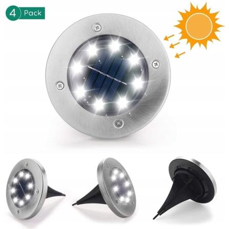 Solcellelys udendørs belysning 10LED underjordisk lys 4 stk. varm hvid