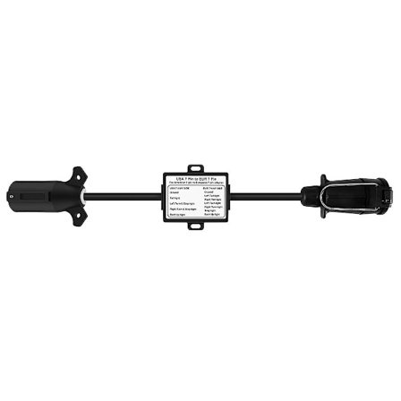 Adapter för släpvagnsbelysning USA till EU, 7-polig US-kontakt till 7-polig rund EU-kontakt