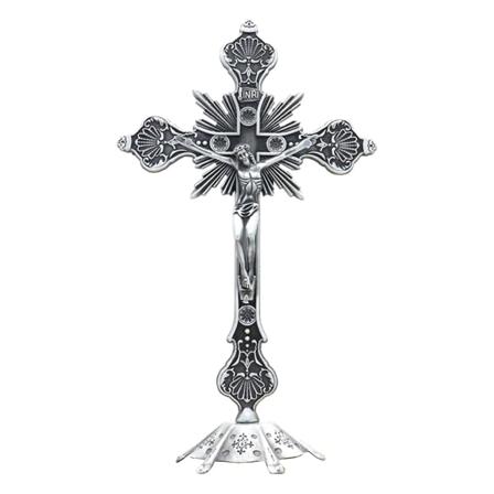 Metal vintage til korsfigur Jesus korsfæstet kristen katolsk kunst statue