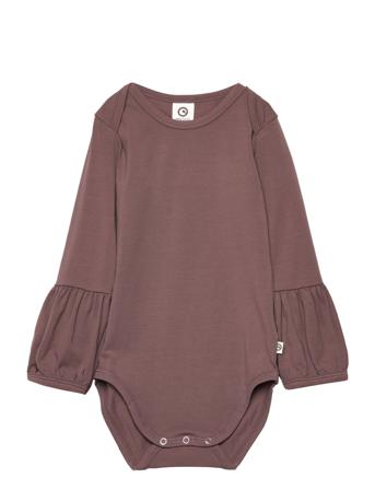 Cozy Me Bell Sleeve Body Bodies Long-sleeved Burgundy Müsli By Green Cotton