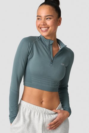 ICANIWILL - Define Cropped 1/4 Zip Jungle Green - Träningströja - Dam - Träningskläder från ICIW