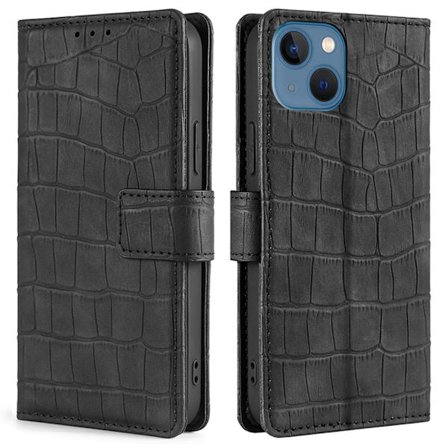 iPhone 14 Plus Fodral Krokodilmönster Svart