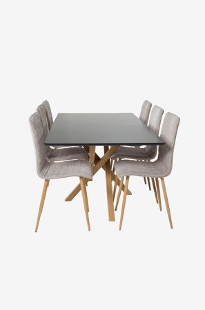 Venture Home - Matsal Uppsättning Piazza med stolar Windu - Grå - Matgrupp 6 personer - Från Homeroom