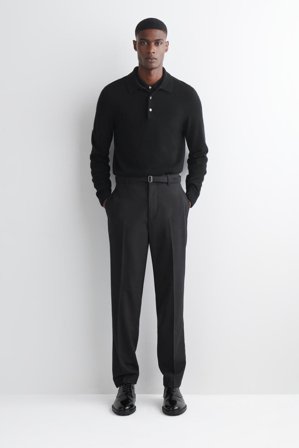 COS Homme Pantalon Slim Ceinturé En Laine Mélangée in Gris