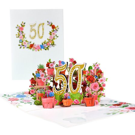 Gratulerer med jubileumskort 3D Pop Up-hilsenskort 50TH 50TH