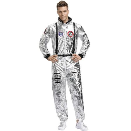 Halloween Jul Sølv Rummand Mænd Kvinder Rumdragt Voksne Børn Astronaut Kostume Familie Fest Klæde Sig Ud Fødselsdag Gave T Men XL