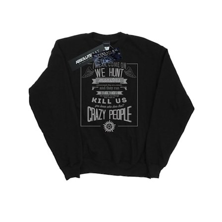 Supernatural Mens Crazy People Sweatshirt S Svart