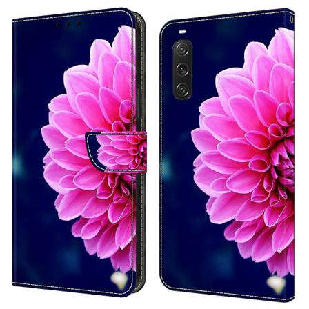 För Sony Xperia 10 V skyddande case 3d-mönsterutskrift Pu- cover med stativ Pink Flowers