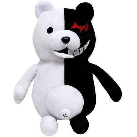 Mustavalkoinen pehmokarhu Monokuma Karhu 36cm - Poikien ja tyttöjen tyynylelu kodin sisustukseen - (Mustavalkoinen, 36cm)