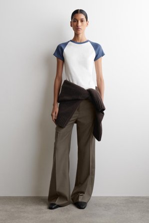 COS Women's T-Shirt Slim In Cotone in Blu