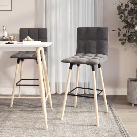 Vidaxl Barstolar 2 St Ljusgrå Tyg Grå