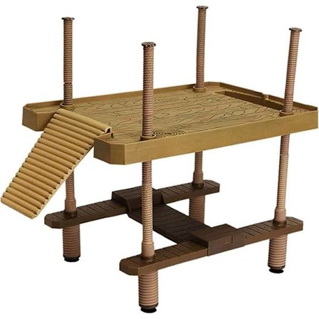 Skilpadde Solingsplattform, Flytende Skilpaddebrygge Reptiler Terrapin Dokk med Rampe Stige, Akvarium Tank Dekor for Semi-Akvatiske Dyr Små 