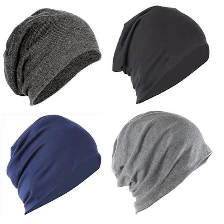 Unisex Hög Elastisk Slouchy Mössor Utan Kant (4-pack)
