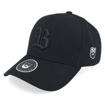 Bearded Man - Svart adjustable Keps - Old English B Black On Black A-Frame Adjustable @ Hatstore