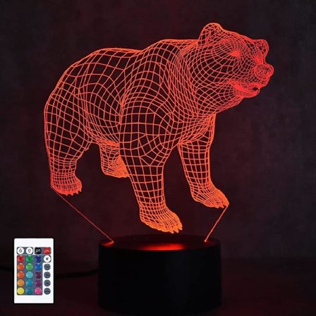 3D Isbjørn Fjernkontroll 16 Farger Nattelysbilder Illusions Akryl LED Bord Nattbord Lampe Barn Soverom Skrivebord Dekor Bursdag Jul Gave Leke