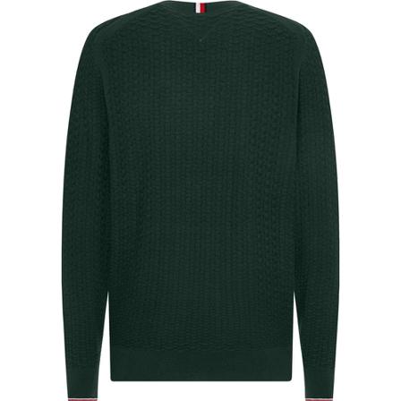 Tommy Hilfiger Round-neck Knitwear , Groen , Heren , Maat: 3XL Truien & Vesten