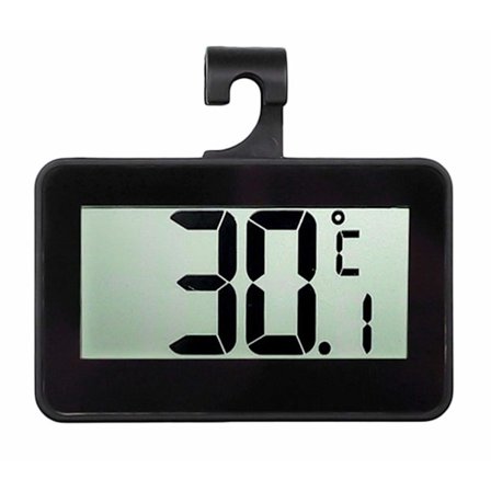 Kjøleskaps- og frysertermometer med digital skjerm, presisjon og justerbar stativ