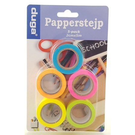 10-pack - Papperstejp / Tejp Papper - 2cm x 5m multifärg