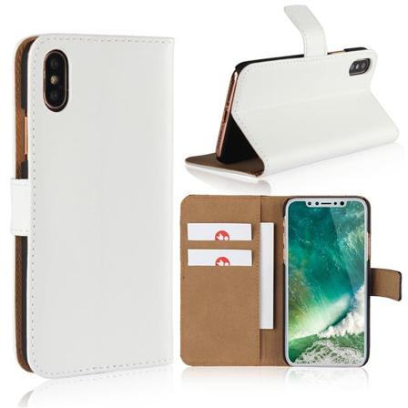 Mobilskal Iphone X/xs Plånbok - Läder (vit)