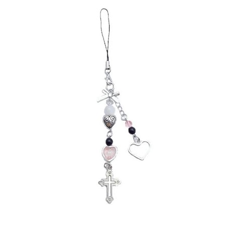 Stilig akryl nøkkelring med søtt bjørnevesketilbehør, hul hjerteformet korsanheng, nøkkelringarmbånd, søt nøkkelholder