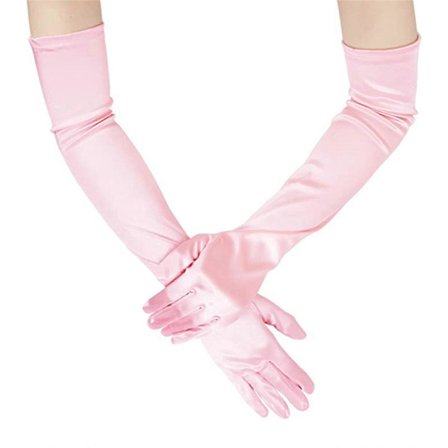 Lange satinhandsker til damer, bryllupshandsker, scenehandsker, dansehandsker, satinhandsker, bankethandsker, balhandsker, pink