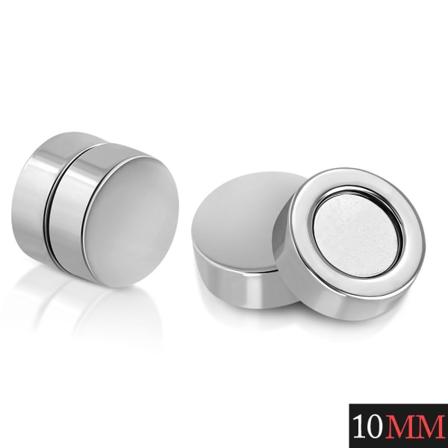 Magnetiska Örhängen Silverfärgad Stål 316l Dia 10 Mm (par) Silver