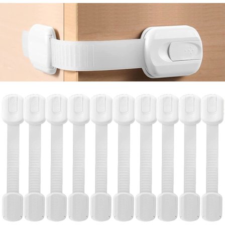 Barnsäkert skåp, 10-pack skåplås dörrlås barnsäkert självhäftande för skåplås utan borrning med lim