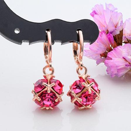 Guld Örhängen - Glittrande Rosa Cz Kristall - 18k Rosé Gp Rosa
