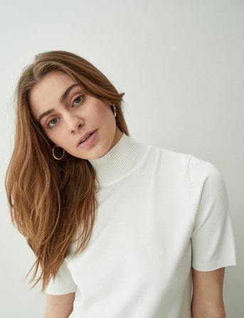 Minus Lima Rullekrave Strik - White - XS