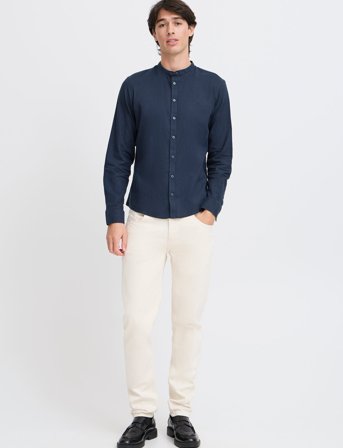 Casual Friday Cfanton 0053 Cc Ls Linen Mix Shirt - Navy - XL