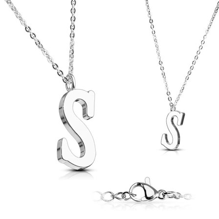 Bokstav halsband "S" i 316L kirurgiskt stål (A-Z)
