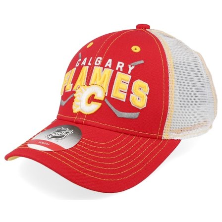 Outerstuff - NHL Rød trucker Caps - Kids Calgary Flames Lockup Meshback Cap Red/White/Yellow Trucker @ Hatstore