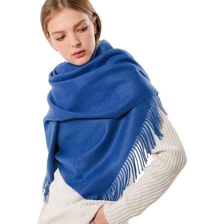 Dame Tyk Blød Kashmir Uld Pashmina Sjal Wrap Tørklæde - Varm Ensfarvet Stola