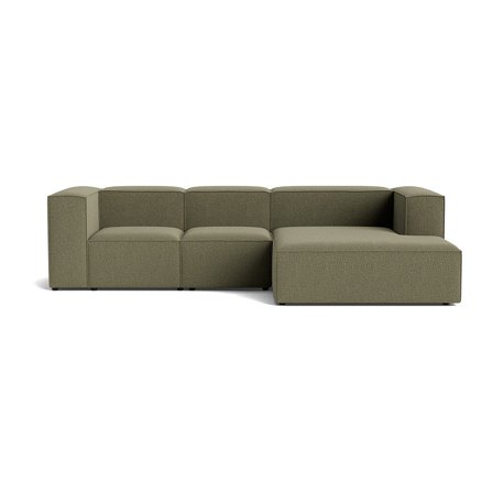 Nordic Grøn Lissabon Chaiselong Sofa, Højrevendt, Kvalitetsstof, Krydsfiner Ramme, 300x170x72cm - Slidstærk Modulsofa