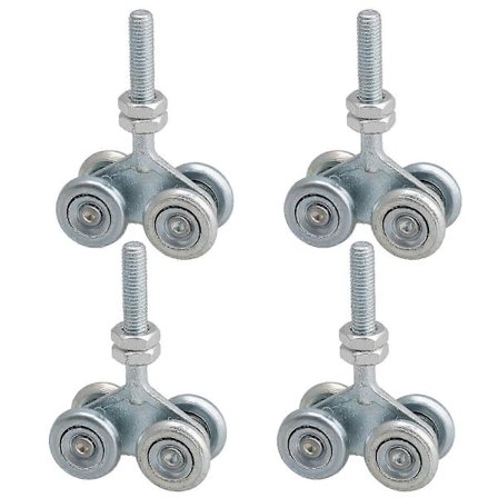 4x Skydedørsrulle Hængende Lade Dørskinne Trolley Hjul H4-3 Sølv ny Udgave