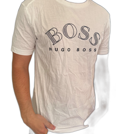 Vit Hugo Boss t-shirt med tryck