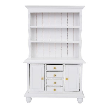 1:12 Nukkekoti Tarvikkeet Puinen Kolmikerroksinen Kaappi Simulaatio Huonekalut (Valkoinen)