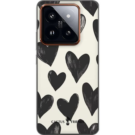 Kompatibel Mobilcover til Xiaomi Xiaomi 14 Pro Cactus and Friends - Bold Black Love Pattern