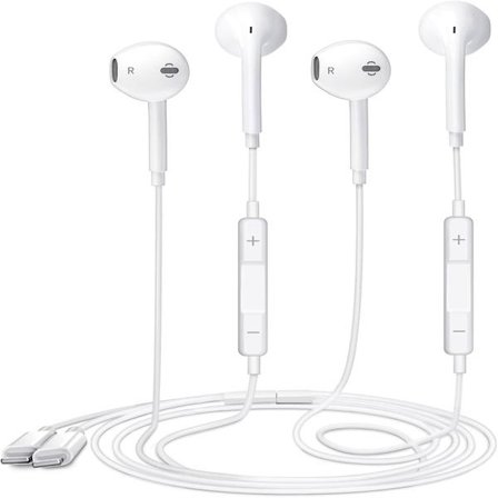 2-pack - Apple Earbuds med Lightning-kontakt [Apple MFi-certifierade] iPhone-hörlurar (inbyggd mikrofon och volymkontroll) Brusreducerande hörlurar